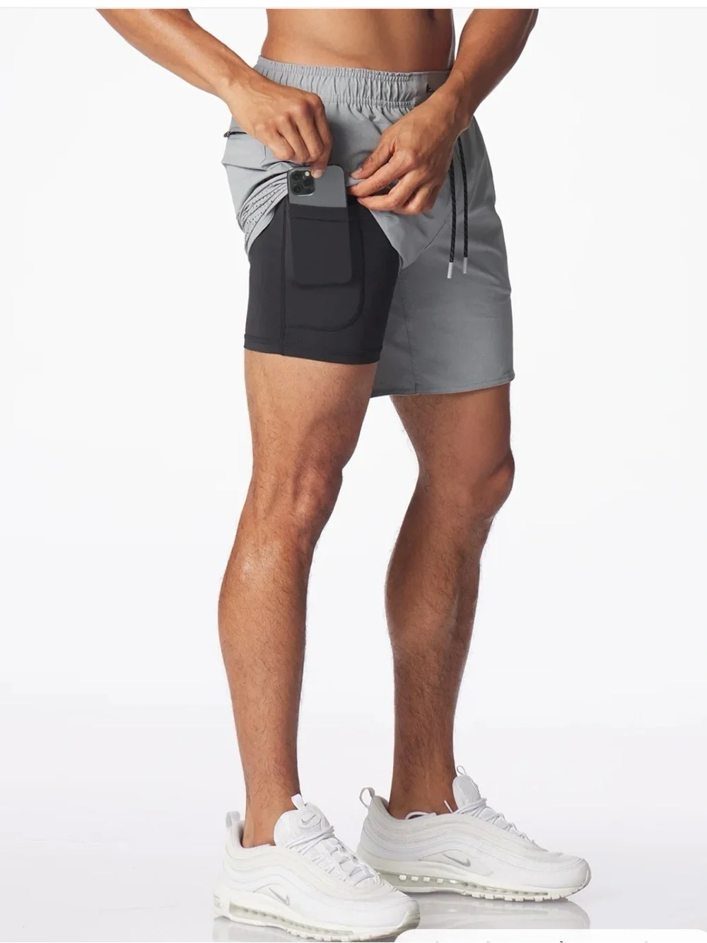 Legends Luka Athletic Short With Liner SZ L Medium Grey 7” Inseam